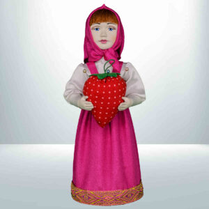 Игольница Маша фуксия — кукла с ягодой клубникой для иголок, обложка карточки товара